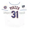 Le baseball universitaire porte le maillot de baseball Vintage 2000 Mike Piazza 13 Edgar Alfonzo 4 Robin Ventura 32 Mike Hampton White Grey Black Jerseys