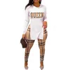 Casual Women Tracksuits Two Piece Set Designer Autumn New Style Side Split Letter Pattern Printing Outfits 9 Colours