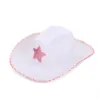 Berets 2022 Fashion Women Cowboy Hat With Shiny Decoration Cute Pink Holiday Costume Party Clothing Accessory