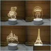 Cadeau de Saint Valentin pour petite amie 3D Night Light Love Heart Lampe USB Acrylique Lumières Anniversaire Femme Présent W00591 91 Dhhfs