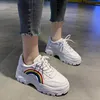 Jurk Schoenen Casual Vrouwen Platform Sneakers Mode Regenboog Witte Wiggen Vrouwelijke Herfst Winter Lace Up Vulcaniseer Vrouw 221124