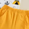 Kleidungssets für Kinder, Jungen, kurze Hosen, Kaktus-Pyramide, bedruckte Ärmeloberteile, elastische Taille, einfarbige Shorts-Set