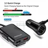 4 PORTS USB -auto Mobiele telefoonladers met 1,7 m verlengkabel voor achterbank Auto QC 3.0 snelle adapterlader