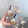 Luxury Bling 3D Rhinestone Case na iPhone 15 14 Pro Max 13 12 11 XR XS X 8 7 6 Plus Soft TPU Shinny Diamond Flower Love Heart Crystal Phone Pokrywa Modna Skóra Skóra