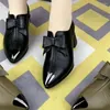 Dress Shoes 2022 European And American Women's Pointed Bow Thick Heel Leather 3320