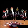 Noel Dekorasyonları Noel Kupası Kart Kişiselleştirilmiş Kartlar Ekleme Ağaç Süslemeleri Süsler Kırmızı Şarap Geyik Başlığı Santa Cl Dhox7
