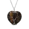 Natural Crystal Pendant Necklace Life Tree Heart Necklaces Fashion Accessories Christmas Gift With Chain