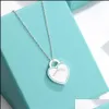 Arts And Crafts Pendant Necklaces Design Brand Enamel Heart Love Necklace Clavicle Red Blue Pink For Women Jewelry Gift Drop Deliver Dhjmy