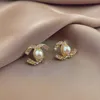 mode studörhängen kvinna lyxdesigner örhänge flerfärger dubbel bokstav smycken kvinnor 18k pärla bröllop gåvor