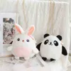 Cartoon Cute Plush Rabbit Metal Chain Bag Kawaii Panda Backpack Stuffed Rabbit Toys ldren Crossbody Bag Girls Birthday Gift J220729