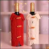 Christmas Decorations Novelty Knitting Sweater Wine Bottle Er Cute Soft Bottles Coat For Christmas Party Decorations Supplies Factor Dhgwy