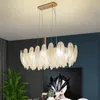 Lustres en plumes de verre nordique lustre de luxe en or LED anneau rond salon salle à manger lampe luminaire suspendu intérieur