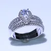 Кластерные кольца Пара прибытие роскошные украшения 925 Стерлинговое серебро капля вода 5A кубическая циркония