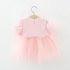 Meisje jurken babymeisjes zomerjurk peuter kleding 1e verjaardag puff puff mouwen prinses gaze rok baby mode