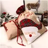 Weihnachtsdekorationen Weihnachtsdekorationen Merry Big Candy Bag Leinen -Tasche Dstring Wrap DIY Hochzeitsfeier Gunst f￼r die Aufbewahrung von Essen Pac DHMWY