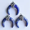 Hanger kettingen 2022 mode hoogwaardige natuurlijke lapis lazuli os hoorn vorm hangers voor sieraden maken 6 stks/kavel groothandel