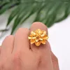 Cluster Rings 24K Ring Gold Color Love For Women Accessories Bride Wedding /Ethiopian/France/African/Dubai Jewelry Gifts