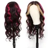 Brazilian Human Hair Lace Front Wig Highlight Red Blonde Colored 150-210% Density Body Wave 10-34inch Peruvian Virgin Hair