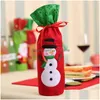 Christmas Decorations Est Christmas Decoration Santa Claus Elk Red Wine Bottle Er Gift Reindeer Snowflake Elf Hold Bag Case Snowman Dhslb