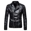 Hommes PU Veste En Cuir Mâle Moto Hiver Revers Punk Manteaux Automne Faux Moto Biker Racing Colorblock Survêtement