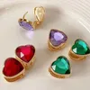 Backs kolczyki najwyższej jakości cukierki kolczyki zielony czerwony fioletowy różowy kryształowy kolor 3d serce do biżuterii mody
