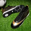 Klänningskor Ultralight Men Football Sports Gold FGTF Outdoor Boy Nonslip Hightop Soccer Training Boots Sneakers 3045# 221125