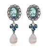 Dangle Earrings 20pcs/lot DIY Bling Long For Lady Classical Blue Big Gem Rhinestone Drops Earring