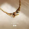 ペンダントネックレスゲームGenshin Impact Li Yue Crystal Butterfly Necklace Unisex Charms Cosplay Accessory Gift