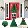 Decorações de Natal Decorações de Natal Porta pendurada decoração de linho verde pano de árvore ADORNOS DE NAVIDAD Decorchristmas Drop de Dh3ry