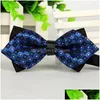 Bow Ties Fashion Mans Engagement Wedding Ties Dress Elegant Adjustable Bow Tie Plaid Pattern Business Suit Shirt Bowtie Drop Deliver Dh4Lo