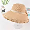 Cappelli a tesa larga Trendy Tinta unita Bowknot Cappello da sole Grande protezione UV per le donne Ladies Summer Bohemian Beach Panama Bucket Caps