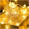 Decorazioni natalizie Decorazioni natalizie Ghirlanda Tenda USB Stella Led String Light Fata Ghiacciolo 2,5 M Per la festa nuziale Finestra fuori Dhaih