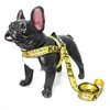 Pull Dog Sin arnés y correas Set Grande Durable Cadena de oro Nylon Mascotas Collar de perro Correa Cuerda larga Collares con letras para pequeños, medianos y grandes