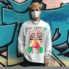 Мужская рубашка уличная одежда Harajuku негабаритная футболка хип-хоп скелет скелета для призрака печати 2022 Мужчина весенняя футболка с длинным рукава