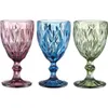 Wholesale 240ml 4colors European style embossed stained glass wine lamp thick goblets SN5040