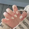 Tryck på naglar konst naken franska bärbara diy konstgjorda falska naglar med strass älskar hjärta löstagbara 24 st naglar