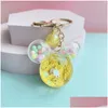 designerKey Rings Snowflake Mouse Head Keychain Rings Cute Micky Quicksand Pendant Keyring Holder Fashion Women Creative Bag Charms Gifts Ca Dh89X