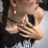 Suç Sindlan Goth Kan Kolye Kolye Kadınlar için Basit Cadılar Bayramı Hediyesi Kadın Moda Emo Yahudi Colgant yaka para Mujer