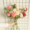 Decorative Flowers 5 Heads Silk European Peony Artificial Rose Flower Long Stem Fake Plastic Home Garden Party Wedding Decoration