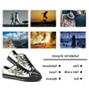Männer Frauen DIY maßgeschneiderte Schuhe Low Top Canvas Skateboard Sneakers Triple Black Individualisierung UV-Druck Sport Sneakers Shizi 159-2