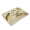 Tafelmatten Placemat Vintage Bloem en Bird Print Dish Glass Bar Mat Drink Coasters Cup Home Textiel Keuken Decor 42 32 cm