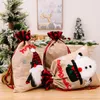 DHL Antlers Snowman Gnome Dolls Embroidery Christmas Candy Gift Bag Burlap Linen Buffalo Plaid Christmas Drawstring Sack FY5514 P1125