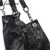 디자이너 가방 Arliwwi 브랜드 가방 진짜 반짝이는 꽃 여성 핸드백 백랍 체인 진짜 스웨이드 암소 가죽 엠보싱 가방 GY15