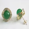 مجوهرات الأزياء الساحرة جميلة 8 مم خضراء اليشم الكريستال حلق المرأة