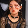 Choker Diezi Vintage Cool Halloween Party Black Ghost Velvet Necklace For Women Gothic Punk Wing Pendant Gift Jewelry