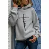 Kvinnors hoodies tr￶jor Christian Faith L￤ng ￤rm Hoodie Autumn Winter Warm Pullover Streetwear Casual Baggy Ladies Tops Quality Hooded 221124