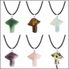 Hanger kettingen champignon edelsteen hanger ketting voor vrouwen mannen natuurlijke genezing chakra kwarts kristal rock charm choker j dhgarden dh6lt