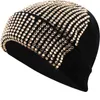 Women Man Stone Beanie Cap Unisex Rhinestone Winter Hat Allover Girls Soft Warm Black Skull Caps Clear Black Crystals