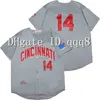 College Baseball trägt Vintage 1990 Cincinnati Baseball Jersey 30 Ken Griffey Jr. 44 Eric Davis 8 Joe Morgan 11 Barry Larkin 14 Pete Rose 5 Johnny Bench 27 Jose