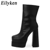 Buty Eilyken plus 35-42 Extreme Platforme High Heels Kobiety kostki buty zimowe czarne krótkie gotyckie gotyckie punkowe chelsea botas mujer 221123